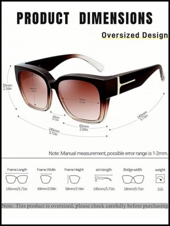 Oversized Square Polarized Fit Over Sunglasses 2 Pack main image 4